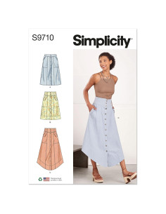 Kit de Patrón de Costura Faldas Simplicity S9710 Tallas 8-16