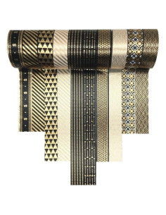 Conjunto de Cinta Washi VIVIQUEN 10 Rollos 15mm Negro y Dorado
