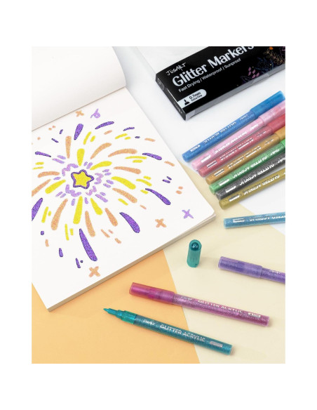 16 Marcadores Acrílicos Brillantes JusArt 0.7mm No Tóxicos