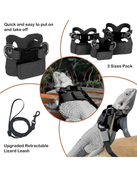 Correa y Arnés Ajustable para Dragón Barbudo HOKABLE - 3 Tamaños