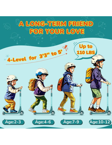 Patinete HealSmart SOSCOTKID04 Verde Plegable y Ajustable