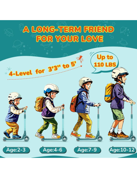 Patinete HealSmart SOSCOTKID04 Verde Plegable y Ajustable