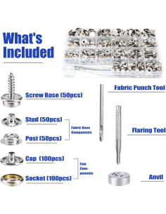 Kit de Botones de Lona ZYNERY 353 Piezas Acero Inoxidable 2