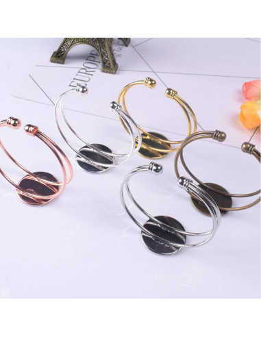 Bandeja de Joyería Exceart 6 Pulseras DIY Ajustables Doradas