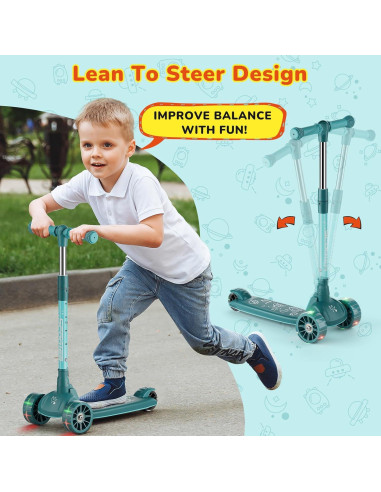 Patinete HealSmart SOSCOTKID04 Verde Plegable y Ajustable