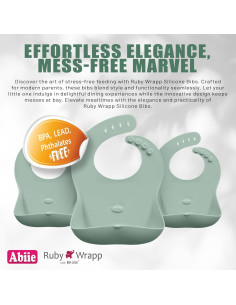 Babero de Silicona Abiie Ruby Wrapp Durazno - Impermeable y Resistente a Manchas 2