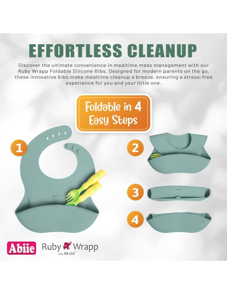 Babero de Silicona Abiie Ruby Wrapp Durazno - Impermeable y Resistente a Manchas