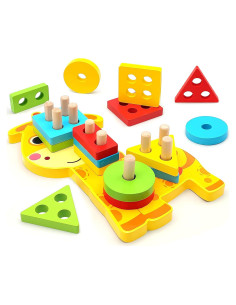 Juguete Montessori TOLOLO Clasificador de Formas de Madera 16 Piezas