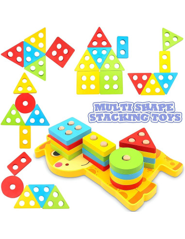 Juguete Montessori TOLOLO Clasificador de Formas de Madera 16 Piezas