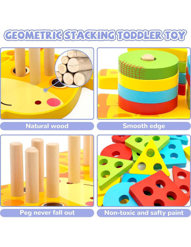 Juguete Montessori TOLOLO Clasificador de Formas de Madera 16 Piezas