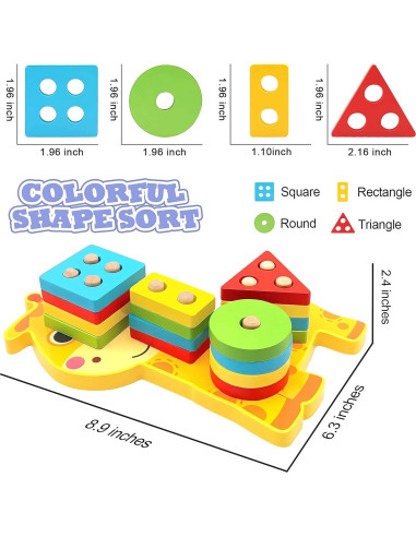 Juguete Montessori TOLOLO Clasificador de Formas de Madera 16 Piezas