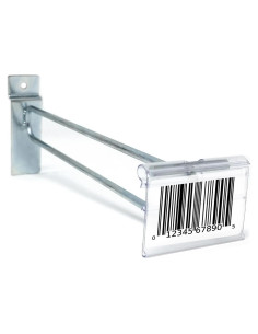Ganchos para Slatwall Zinc 20 cm con Soporte Etiqueta 5 cm - 50 Unidades