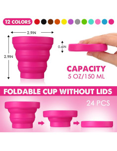 Taza de Silicona Colapsable Umigy 24 Piezas Multicolor 150 ml 2