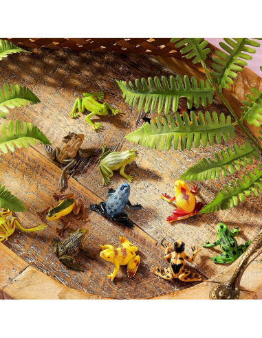 12 Juguetes de Ranas de Plástico Civaner Decoración Realista