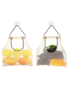 Bolsas de Malla Colgantes TIESOME 2 PCS Nylon Beige 27x26cm