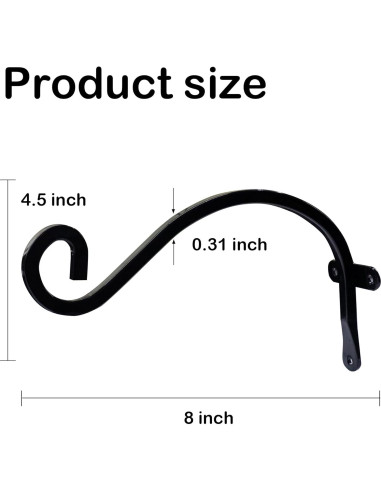 Soporte para Plantas Colgantes Hourleey 20.32 cm 2 Pack Metal Negro