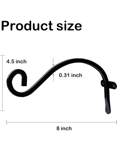 Soporte para Plantas Colgantes Hourleey 20.32 cm 2 Pack Metal Negro