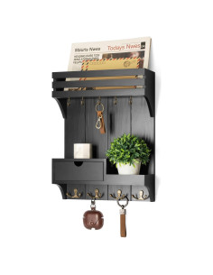 Soporte de Llaves Rebee Vision con Cajón y 9 Ganchos Negro