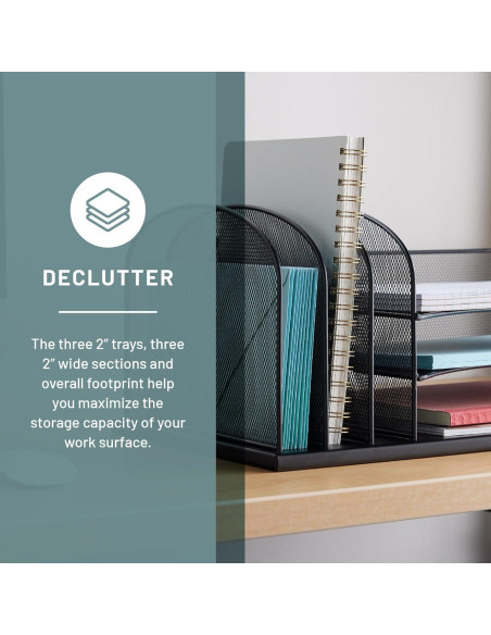 Organizador de Escritorio Safco Onyx, 3 Clasificadores y 3 Bandejas