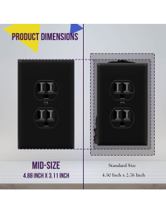 Placa de Pared Dúplex ENERLITES 12.39x7.91cm Negro 2
