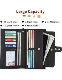 Cartera Grande de Cuero SENDEFN con Bloqueo RFID para Mujeres 2