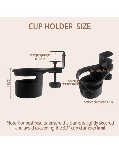 Soporte para Tazas KOXHERO con Abrazadera Ajustable 360