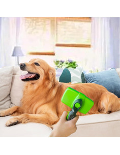 Cepillo Slicker Autolimpiante para Mascotas Honestsea Verde 2