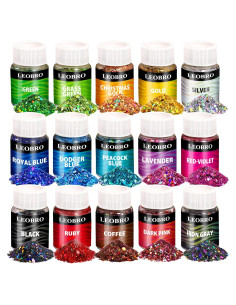 Purpurina Holográfica Gruesa LEOBRO - 15 Colores 150g