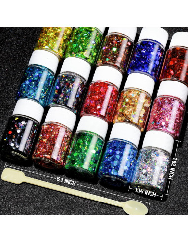 Purpurina Holográfica Gruesa LEOBRO - 15 Colores 150g