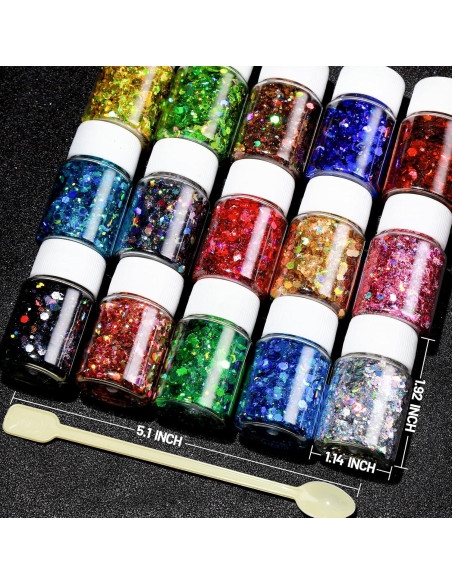 Purpurina Holográfica Gruesa LEOBRO - 15 Colores 150g