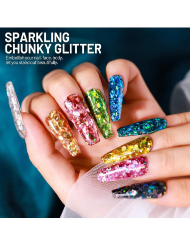 Purpurina Holográfica Gruesa LEOBRO - 15 Colores 150g