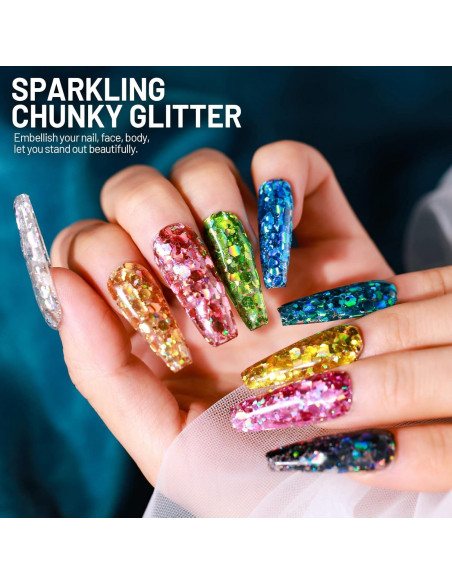 Purpurina Holográfica Gruesa LEOBRO - 15 Colores 150g