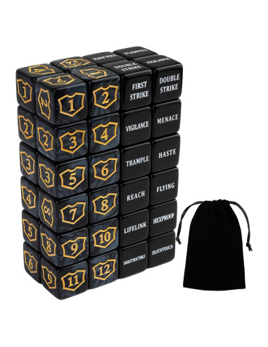 48 Piezas Dados Contadores MTG LAMJAM con Bolsa Terciopelo