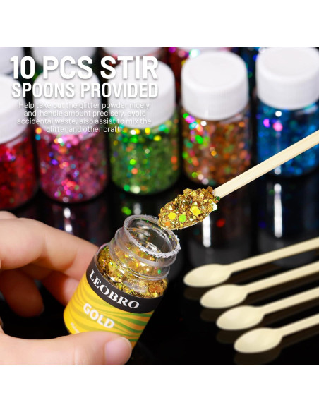 Purpurina Holográfica Gruesa LEOBRO - 15 Colores 150g