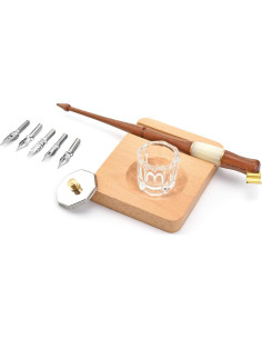 Juego de Plumas de Madera Yoption con Soporte y 5 Puntas 2