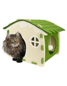 Casa para Gatos Babepets Verde Militar, Cueva de Fieltro Mediana