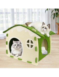 Casa para Gatos Babepets Verde Militar, Cueva de Fieltro Mediana 2