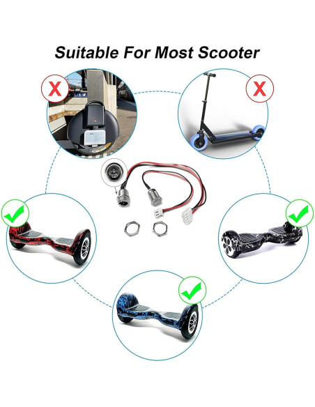 Puerto de Carga 3 Pines GLDYTIMES para Hoverboard Swegway