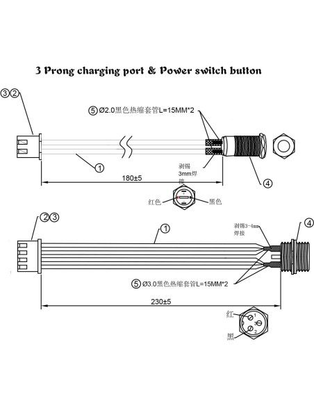 Puerto de Carga 3 Pines GLDYTIMES para Hoverboard Swegway