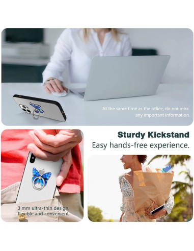 Soporte para teléfono Cavdycidy Mariposa Azul Profundo 360