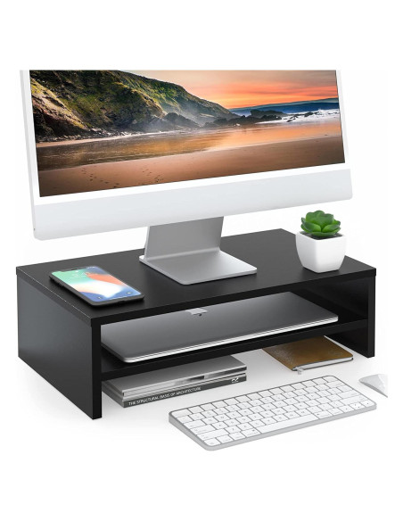 Soporte para Monitor FITUEYES de Madera 42.4 cm Negro