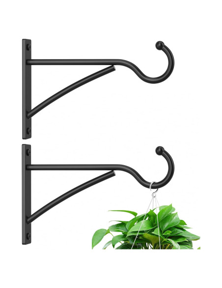 Ganchos para Plantas Saffruff 15 cm Metal Negro Paquete de 2