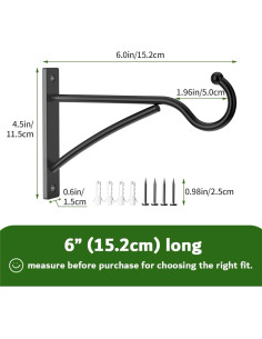 Ganchos para Plantas Saffruff 15 cm Metal Negro Paquete de 2 2