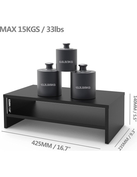 Soporte para Monitor FITUEYES de Madera 42.4 cm Negro