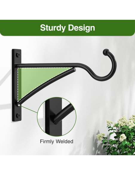 Ganchos para Plantas Saffruff 15 cm Metal Negro Paquete de 2