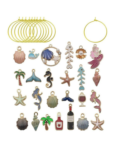 WOCRAFT 25 Juegos de Marcadores de Copas de Vino Playa