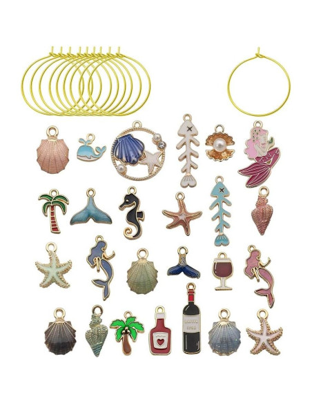 WOCRAFT 25 Juegos de Marcadores de Copas de Vino Playa