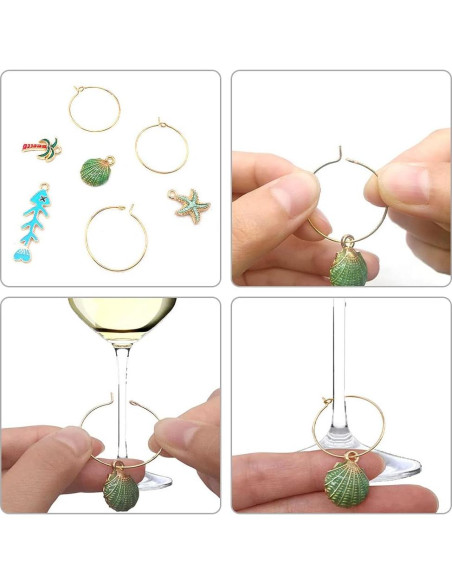 WOCRAFT 25 Juegos de Marcadores de Copas de Vino Playa