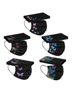 50 Pcs Mascarillas Desechables 3 Capas Mariposa Adultos