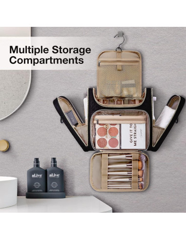 Bolsa de Aseo Colgante BAGSMART Negra Impermeable 31x26.4x17.5 cm